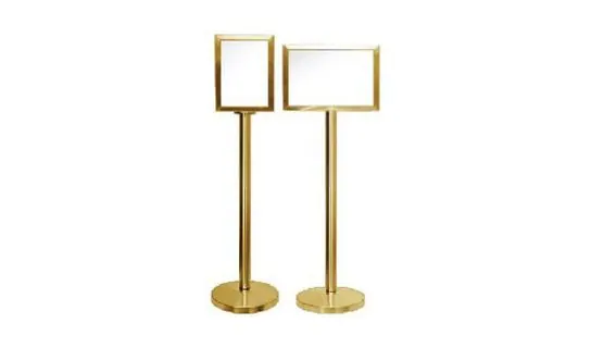 Gold Coated A4 Display Stand – Signs, queue & sign stands