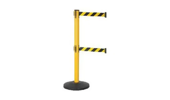 Safety Q-up Stand c/w Retractable Twin Belt (Yellow & Black) – Bollards, traffic & safety